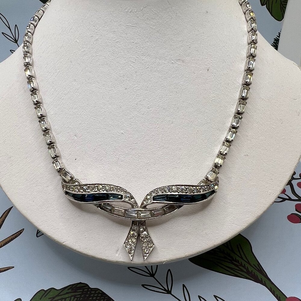 Marcel Boucher Deep Sapphire Baguette Bow Necklace